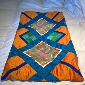 Vintage Handmade silk lumbar pillow cover